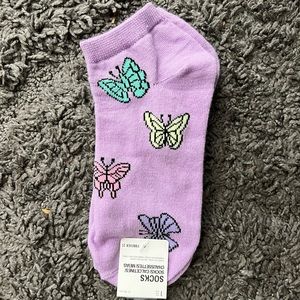 Forever 21 Purple Butterfly Print Ankle Socks